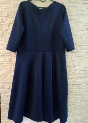 Женское платье миди тёмно-синего цвета большой размер7 фото