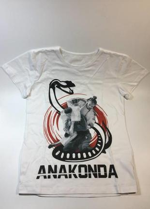 Футболка з принтом карате анаконда белая с1339,2