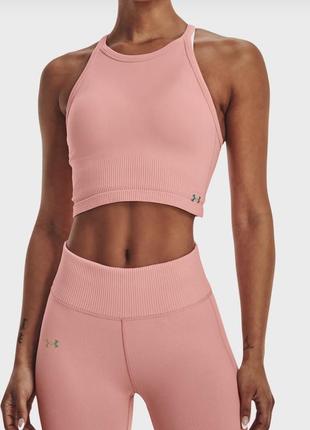 Under armour женский розовый топ rush seamless tank