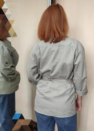 Weberei сорочка трикотажна р. l з поясом сіра жекет вітровка куртка легка з накладними кишенями жіноча4 фото