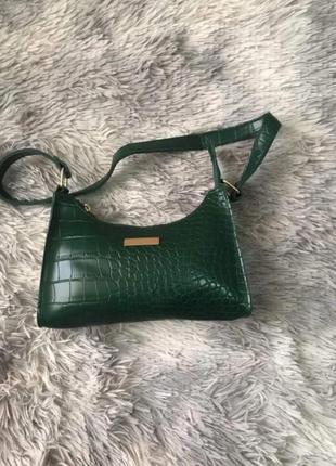Зелена міні-сумка під крокодила1 фото
