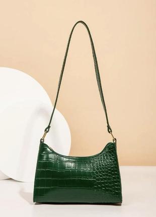 Зеленая мини-сумка под крокодила4 фото