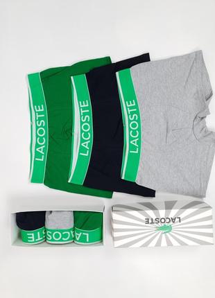 Трусы мужские и подростковые 3шт lacoste. мужские трусы бренды лакосте. комплект трусы боксеры6 фото