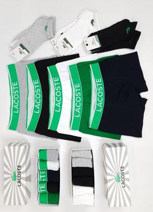 Нижнее белье и комплекты: трусы боксеры 5шт низкие носки 6 пар lacoste. трусы и носки мужские6 фото