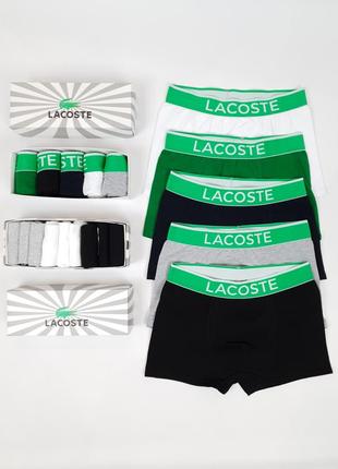 Комплект чоловічих трусів боксерок 5 шт. і низьких шкарпеток 9 пар lacoste. труси та шкарпетки чоловічі лакосте1 фото