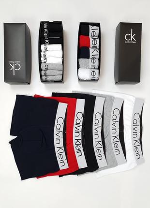 Мужские трусы боксеры 5шт носки короткие 9 пар calvin klein. нижнее белье мужское и носки низкие кел5 фото