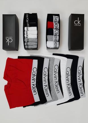 Мужские трусы боксеры 5шт носки короткие 9 пар calvin klein. нижнее белье мужское и носки низкие кел6 фото