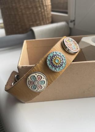 Кожаный браслет noosa amsterdam с кнопками чанка мандала рисунки цветы1 фото