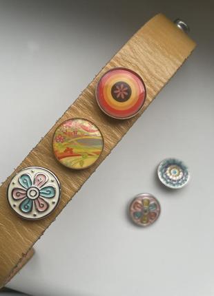 Кожаный браслет noosa amsterdam с кнопками чанка мандала рисунки цветы2 фото