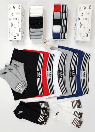 Комплект трусов боксеров 5шт носки низкие 30 пар adidas. набор нижнего белья для мужчин и носков6 фото