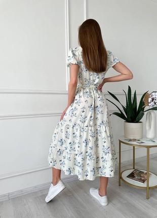 Платье софт миди с карманами цветочный принт4 фото
