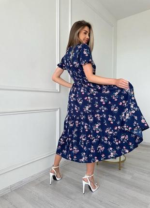 Платье софт миди с карманами цветочный принт10 фото