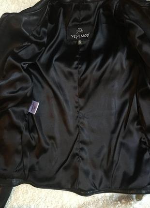 Женская кожаная курточка, куртка  с замшевыми вставками yesilmod3 фото
