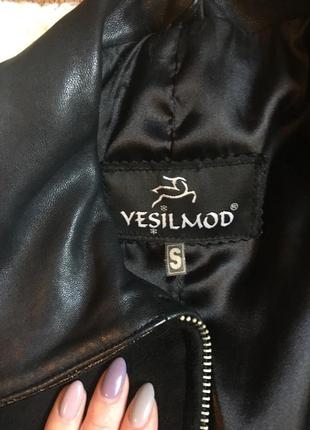 Женская кожаная курточка, куртка  с замшевыми вставками yesilmod4 фото