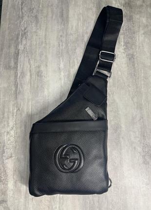 Стильная сумка кобура в стиле gucci  сумка через плечо кожаная нагрудная сумка