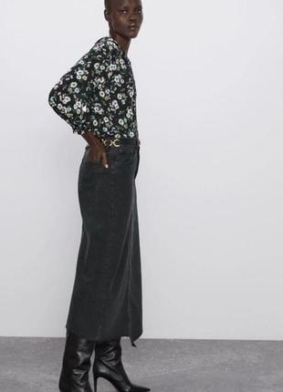 Zara блуза рубашка в цветочный принт3 фото