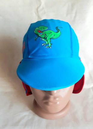 Кепка пляжная с защитой красно-голубая динозавр на 3-7 лет2 фото