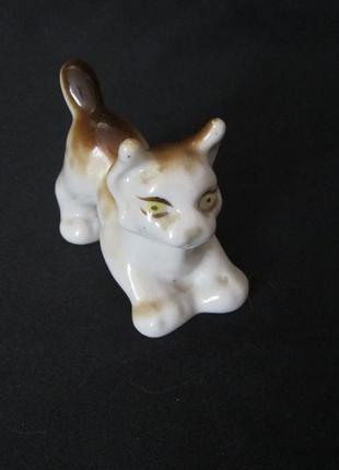 Фарфоровая статуэтка "рысенок" зхк, полонное