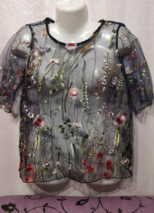 Блуза с вышивкой (накидка) пог-48 см  (73)