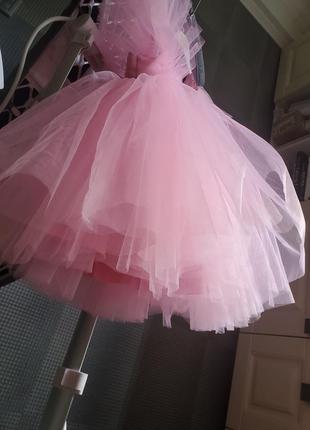 Пышное детское нарядное розовое яркое блестящее платье для девочки на выпускной день рождения праздник 98 104 110 116 122 128 134 140 на 6 7 8 лет6 фото