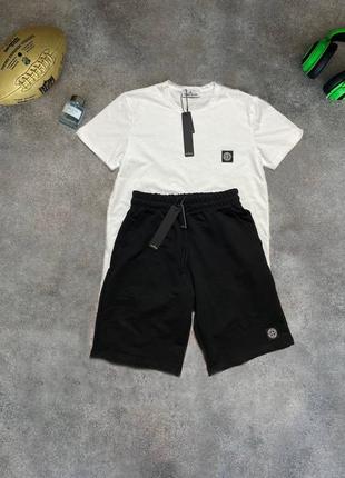 Мужские летние костюмы stone island футболка + шорты