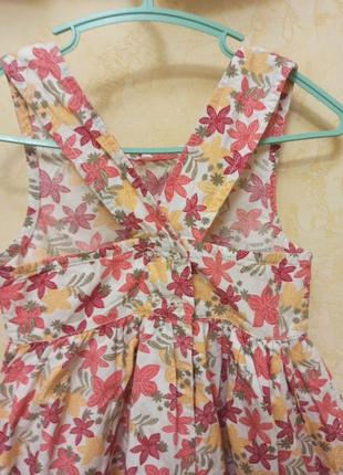Хлопковое платья сарафан в  цветочек на девочку4 фото