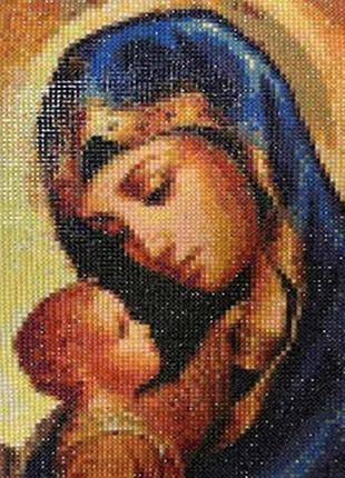 Набор алмазная мозаика вышивка икона дева мария с младенцем на подрамнике 5d 30х40 см