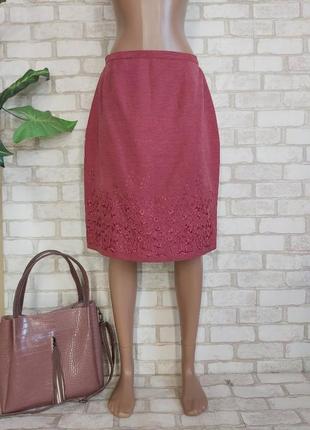 Фирменная monsoon юбка миди на 65%шелк и 35% лен в розовом цвете с вышивкой, размер м-л