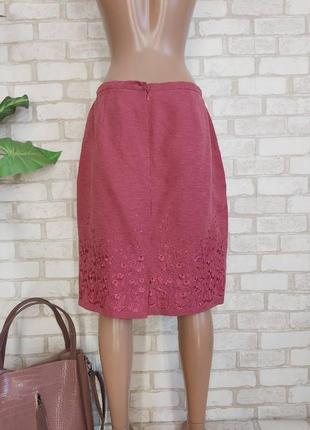 Фирменная monsoon юбка миди на 65%шелк и 35% лен в розовом цвете с вышивкой, размер м-л2 фото
