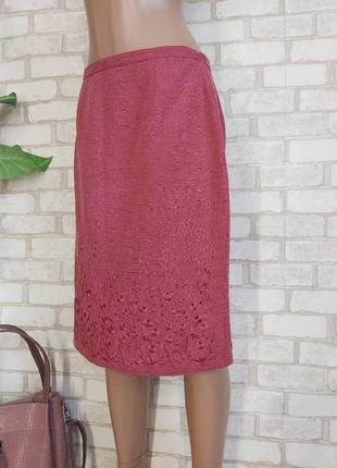 Фирменная monsoon юбка миди на 65%шелк и 35% лен в розовом цвете с вышивкой, размер м-л4 фото