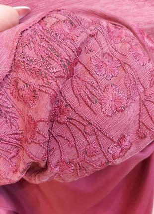 Фирменная monsoon юбка миди на 65%шелк и 35% лен в розовом цвете с вышивкой, размер м-л6 фото