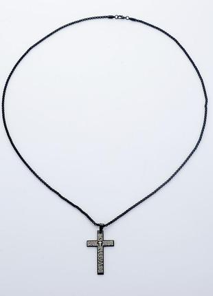 Мужской кулон крест с цепочкой из нержавеющей стали "black cross" (черный)3 фото