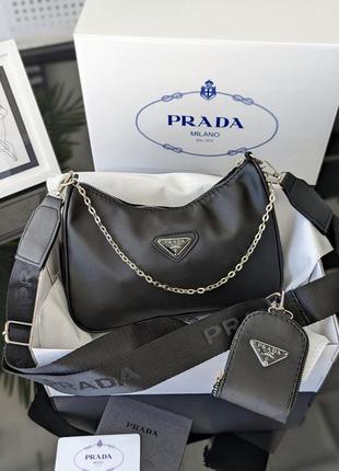 Сумка клатч жіноча прада prada чорна