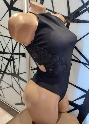 Боди с кружевными вставками черного цвета missguided 42