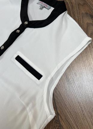 Тонка блуза без рукавів біла елегантна сорочка шифонова без рукавів літня сорочка блуза6 фото