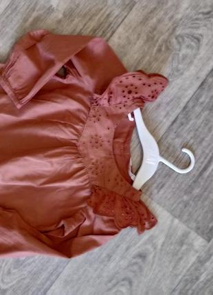 Фирменная удобная красивая стильная натуральная нарядная блуза от h&amp;m8 фото