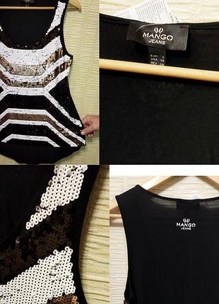 Нарядная черная майка в пайетках