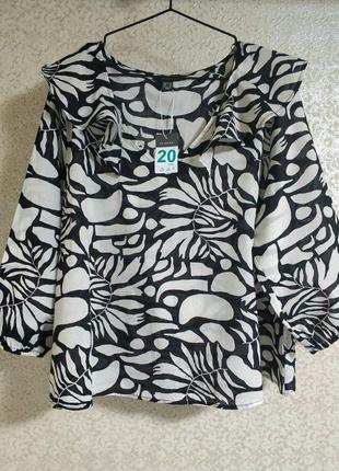 Легкая натуральная блуза блузка рюши оборки абстракция большой размер бренд primark, р.201 фото