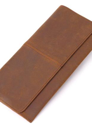 Тонкий мужской бумажник из натуральной винтажной кожи 21296 vintage коричневый1 фото