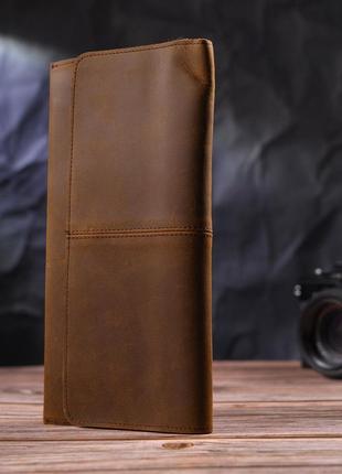 Тонкий мужской бумажник из натуральной винтажной кожи 21296 vintage коричневый6 фото