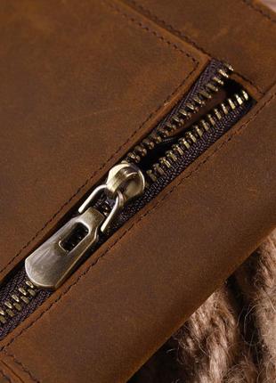 Тонкий мужской бумажник из натуральной винтажной кожи 21296 vintage коричневый8 фото