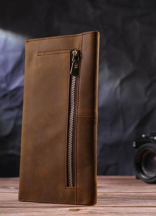 Тонкий мужской бумажник из натуральной винтажной кожи 21296 vintage коричневый7 фото