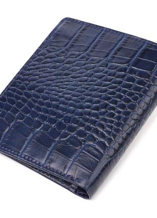 Необычное мужское портмоне из натуральной фактурной кожи canpellini 21499 синее2 фото
