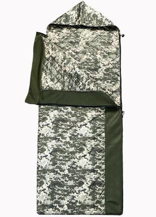 Летний спальный мешок спальник-одеяло с москитной сеткой пиксель зсу армейский водонепроницаемый для рыбалки3 фото