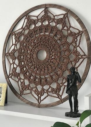 Панно круглое ,мандала гармония 44 см ажурная ,вязаная крючком,ручная работа,декор для...