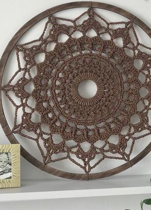 Панно круглое ,мандала гармония 44 см ажурная ,вязаная крючком,ручная работа,декор для...