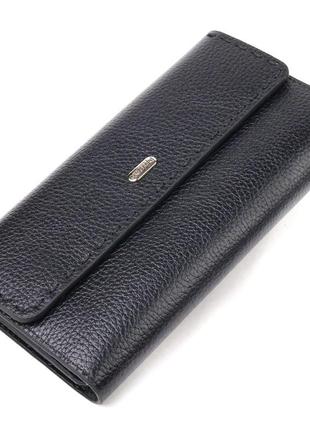 Функціональний жіночий гаманець із натуральної шкіри canpellini 21662 чорний