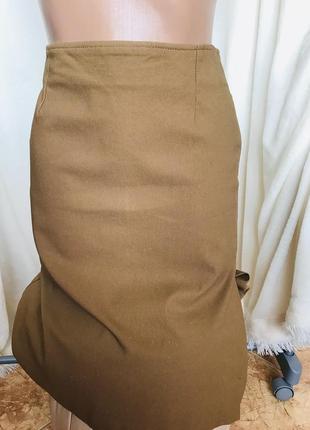 Красивая стрейчевая вискозная юбка миди с блестками цвета кемел 🌟