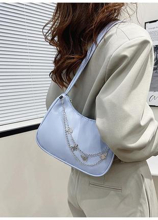 Голубая сумочка на плечо с бабочками1 фото