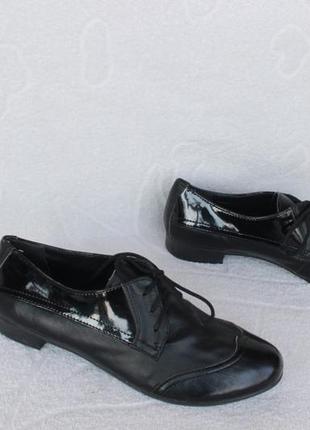 Кожаные туфли на шнурках, оксфорды 36, 37 размера на низком ходу